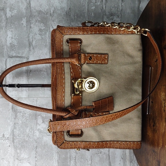 Michael Kors Canvas/Leather "Hamilton" Satchel Bag - Picture 13 of 16